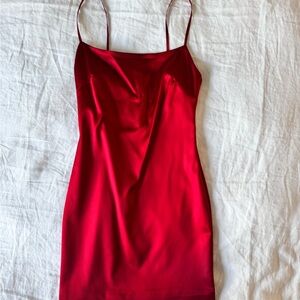 Aritzia Red Satin Slip Dress - Spaghetti Strap